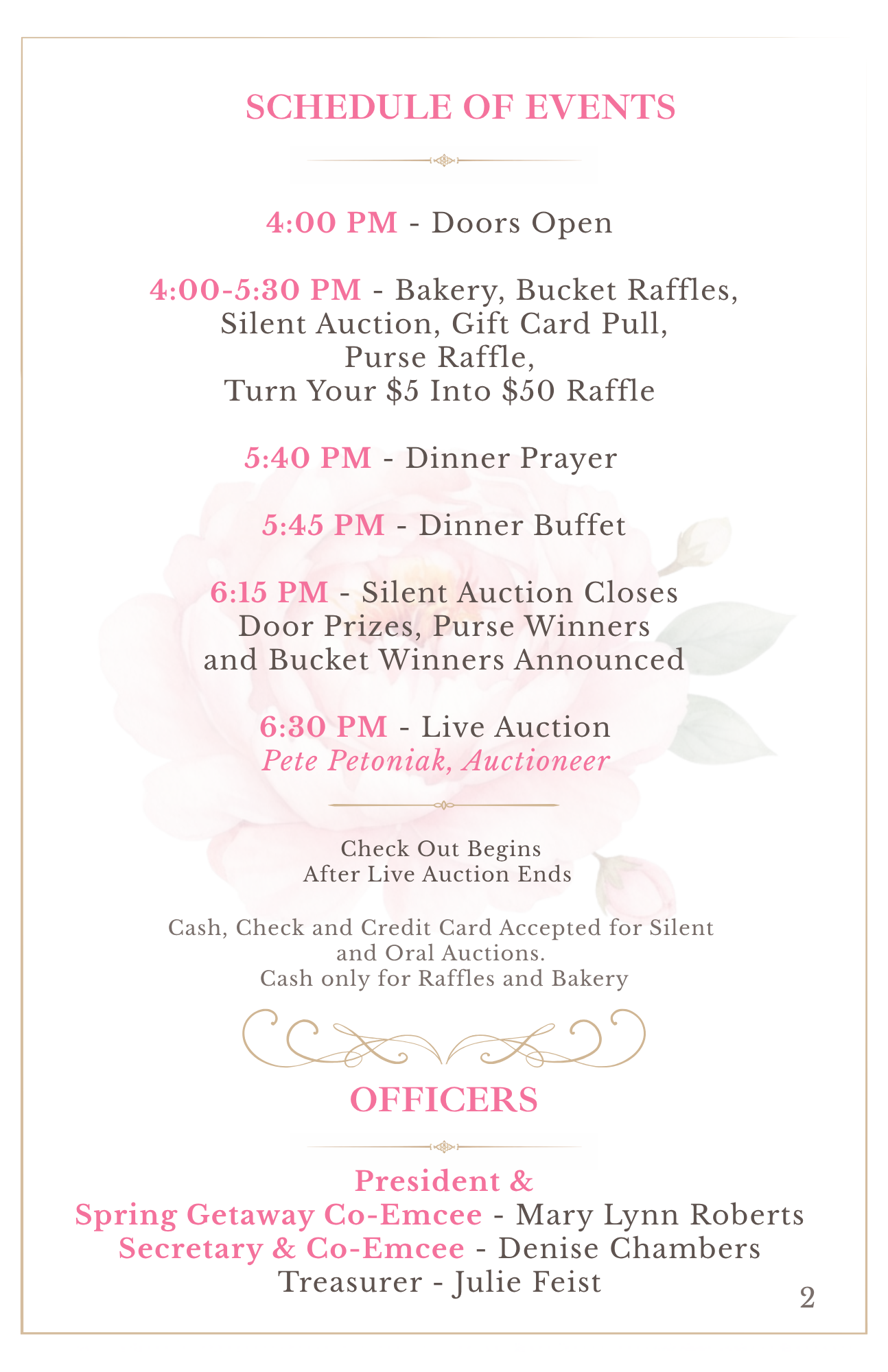 "Pretty In Pink" themed Fundraiser Event Program - preview